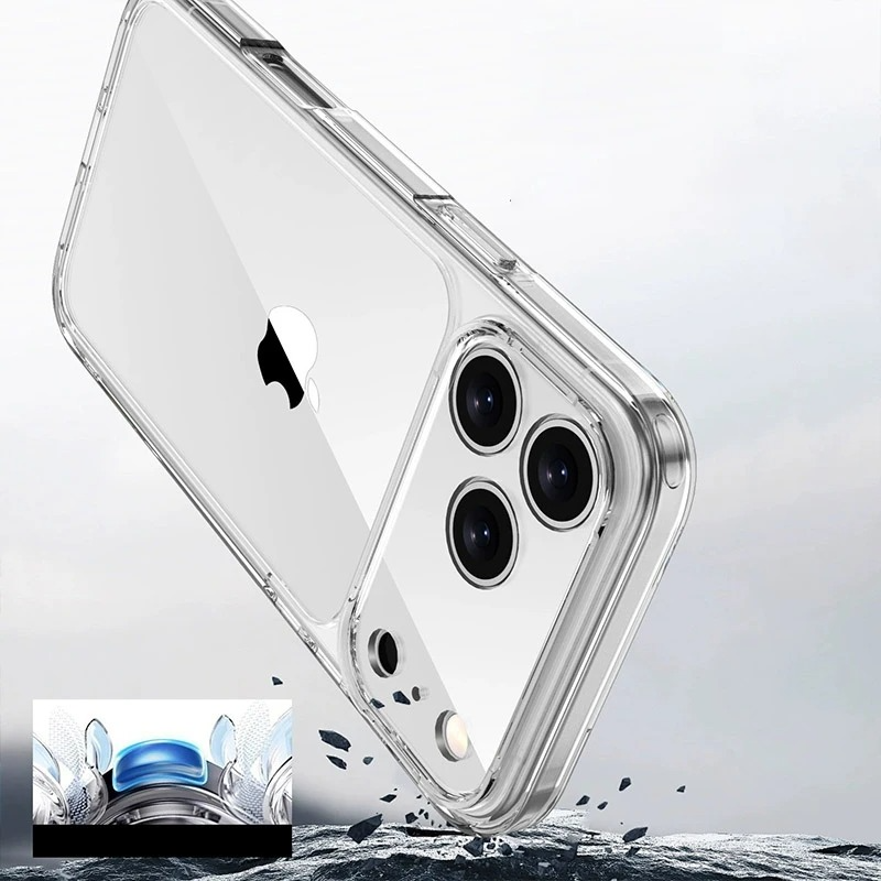 Premium Clear Shockproof Case — Full Camera Lens Protection, Anti-Fingerprint Transparent PC + TPU Cover, Non-Slip Waterproof Full Coverage Design