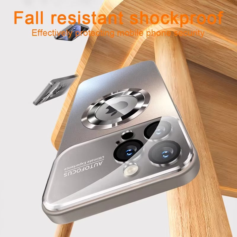 Premium MagSafe Compatible Shockproof iPhone Case with Glass Camera Lens Protection, Magnetic Wireless Charging, Slim Anti-Fingerprint Cover