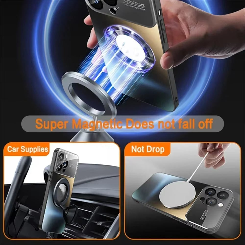 Premium MagSafe Compatible Shockproof iPhone Case with Glass Camera Lens Protection, Magnetic Wireless Charging, Slim Anti-Fingerprint Cover