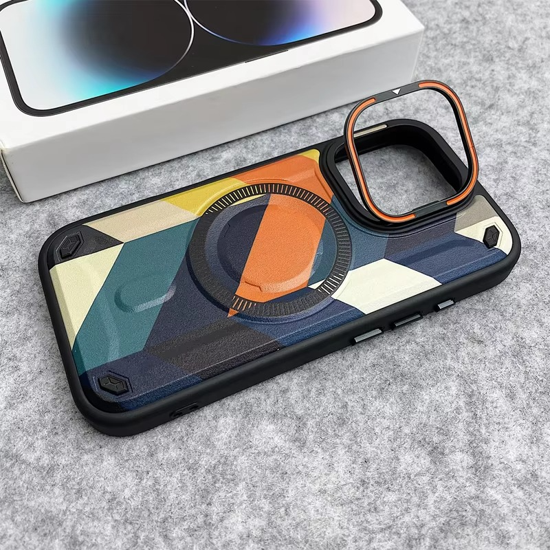 Premium MagSafe Magnetic iPhone Case — Camouflage Graffiti Armor Cover with Invisible Lens Holder, Kickstand, Anti-Fingerprint Matte Protection