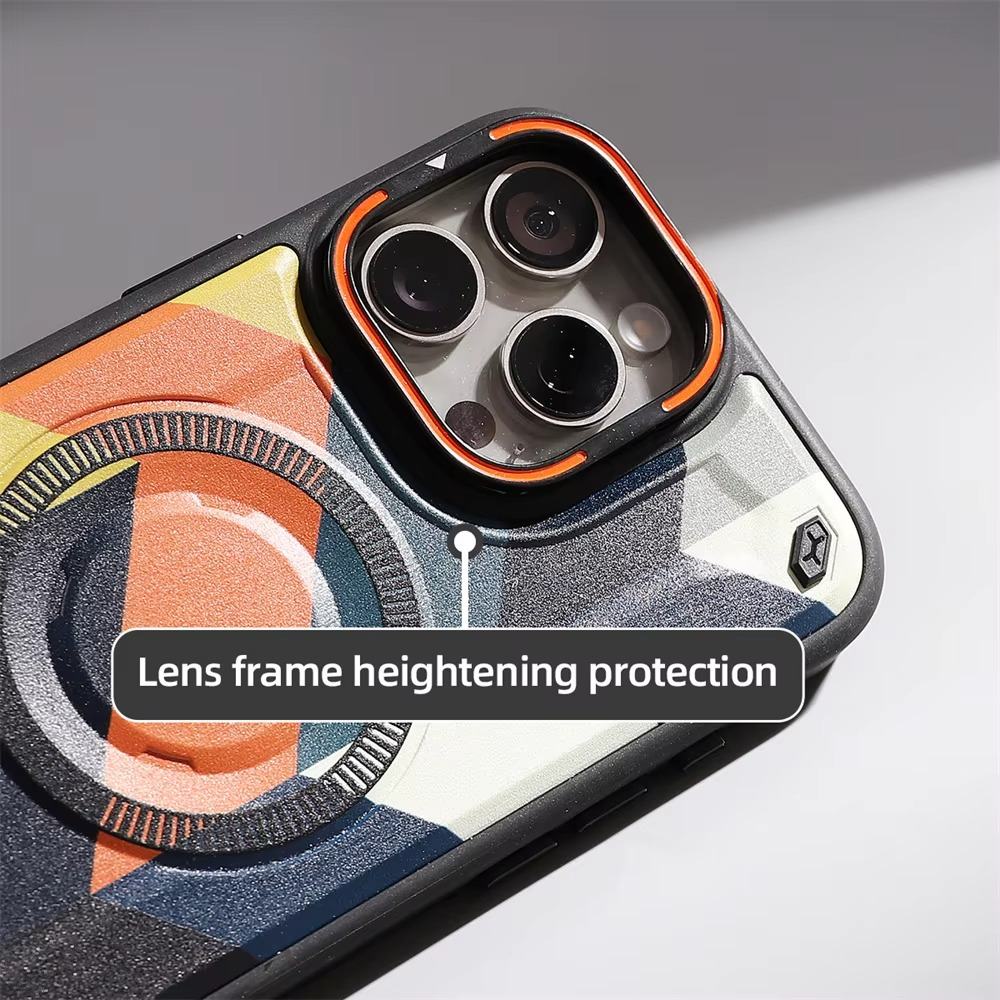 Premium MagSafe Magnetic iPhone Case — Camouflage Graffiti Armor Cover with Invisible Lens Holder, Kickstand, Anti-Fingerprint Matte Protection