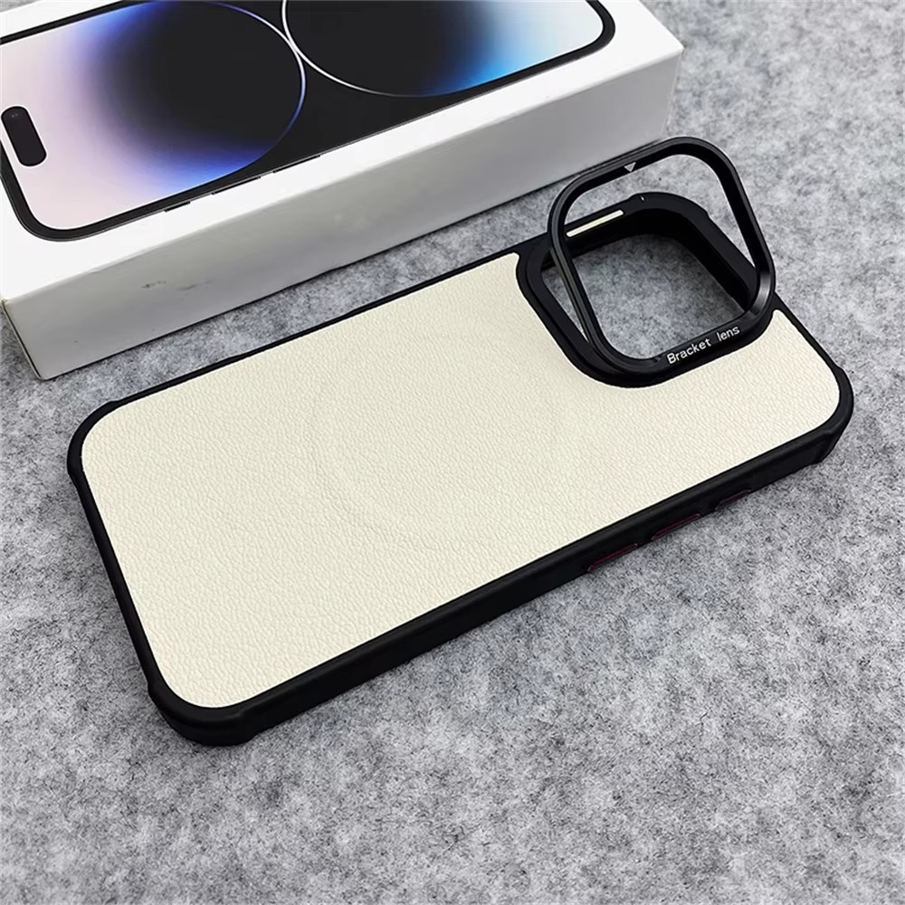 Premium MagSafe Magnetic iPhone Case — Metal Lens Kickstand, Leather Texture Grip, Shockproof Anti-Fingerprint Matte Protective Cover