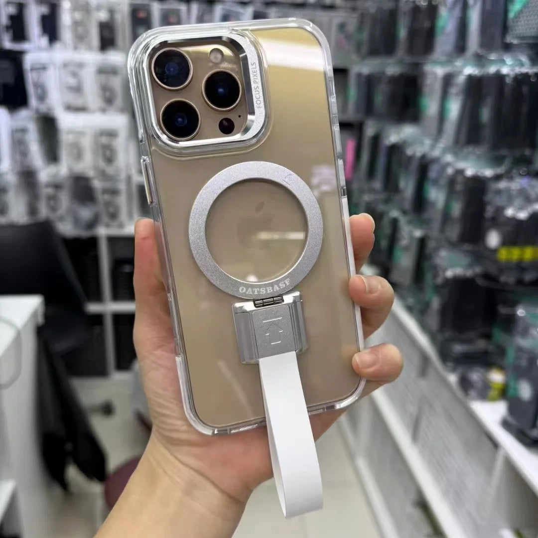 Premium Magnetic iPhone Case — MagSafe Compatible Clear Protection with Detachable Silicone Lanyard & Ring Grip, Non-Slip Full Coverage Design