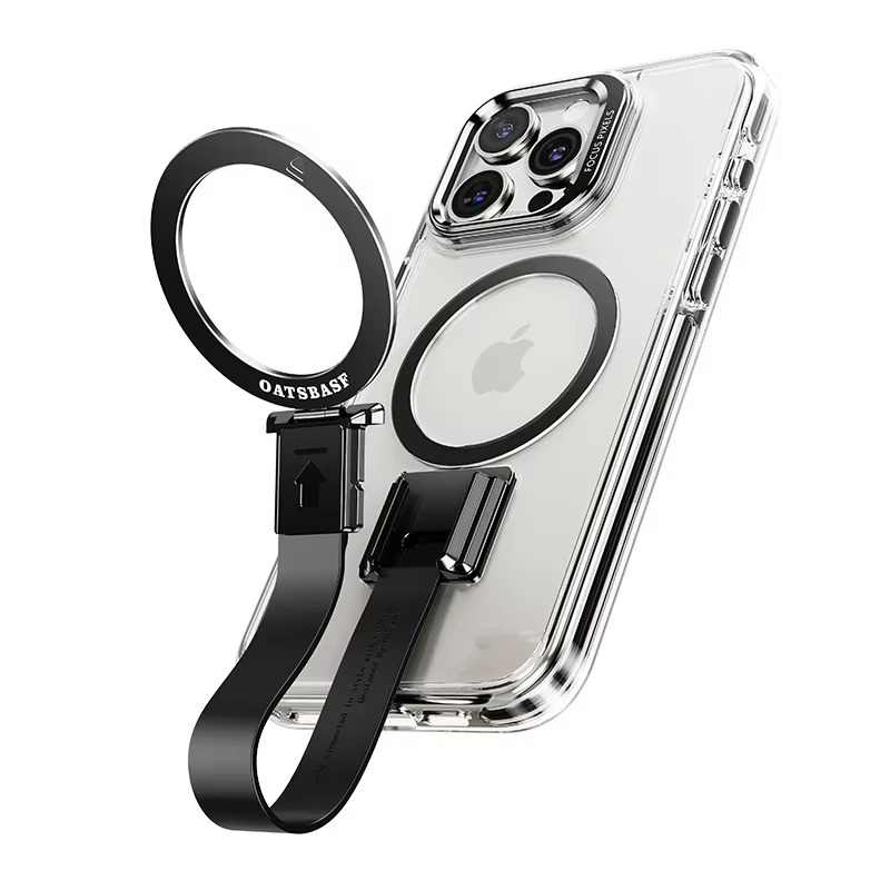 Premium Magnetic iPhone Case — MagSafe Compatible Clear Protection with Detachable Silicone Lanyard & Ring Grip, Non-Slip Full Coverage Design