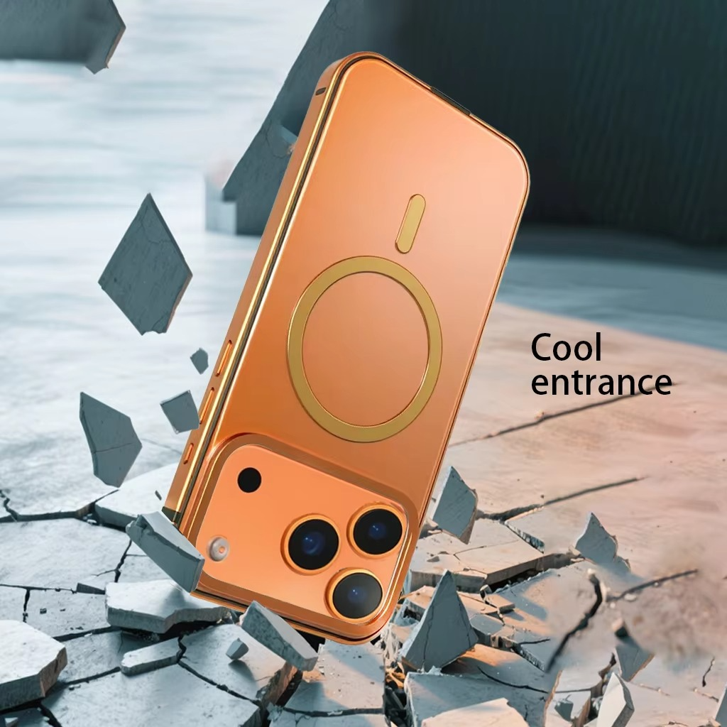 Premium Magnetic iPhone Case — Original Color Backplate with Aluminum Alloy Frame, Hard Anti-Drop Protection, Slim Durable Cover