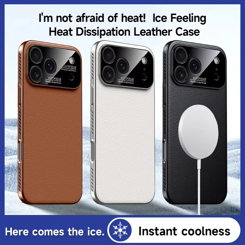 Premium Magnetic iPhone Case — Plain Leather Design with Built-In Strong Magnets, Heat Dissipation Holes, Anti-Fingerprint & Scratch-Resistant Protective Cover