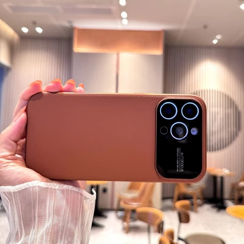 Premium Magnetic iPhone Case — Plain Leather Design with Built-In Strong Magnets, Heat Dissipation Holes, Anti-Fingerprint & Scratch-Resistant Protective Cover