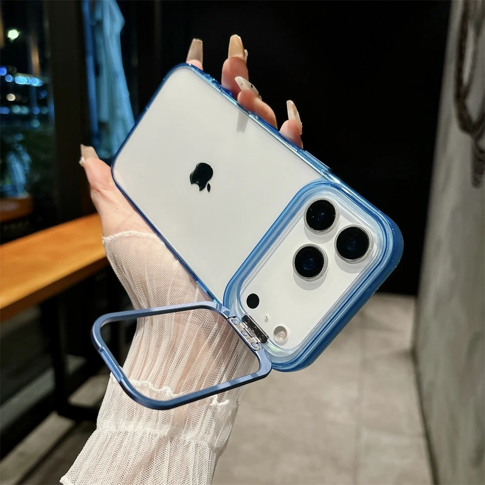 Premium Shockproof Clear iPhone Case MagSafe Compatible — Crystal Transparent Hard PC Bumper with Camera Lens Stand Armor Protection