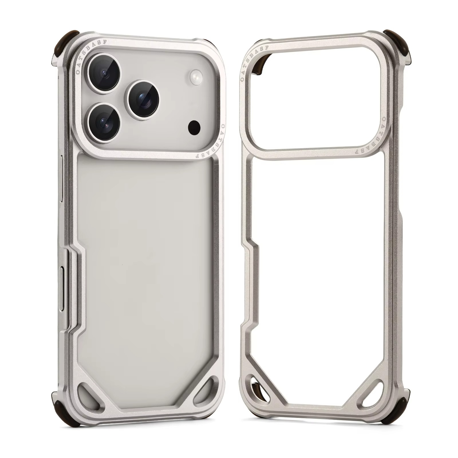 Premium Shockproof iPhone Case — Slim Aluminum Alloy Frameless Protective Cover, Minimalist Wireless-Charging Compatible Design