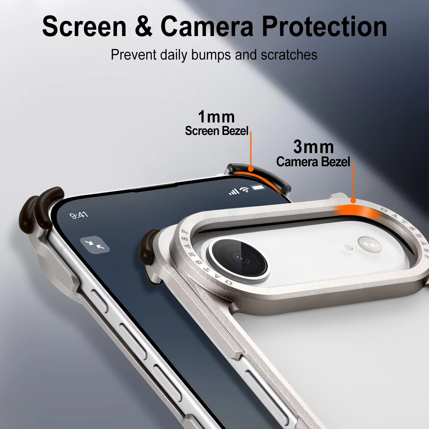 Premium Shockproof iPhone Case — Slim Aluminum Alloy Frameless Protective Cover, Minimalist Wireless-Charging Compatible Design