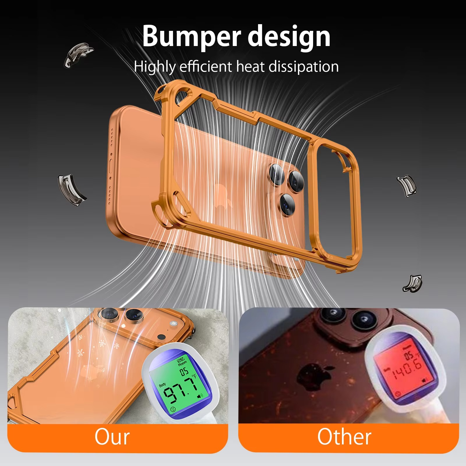 Premium Shockproof iPhone Case — Slim Aluminum Alloy Frameless Protective Cover, Minimalist Wireless-Charging Compatible Design