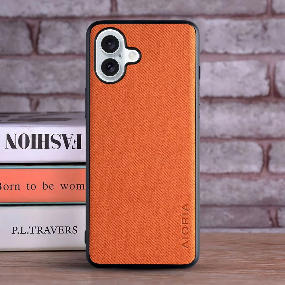 Premium Shockproof iPhone Case — Textile Leather Anti-Fingerprint Dustproof Cover with Non-Slip Grip and Scratch-Resistant Hard Back