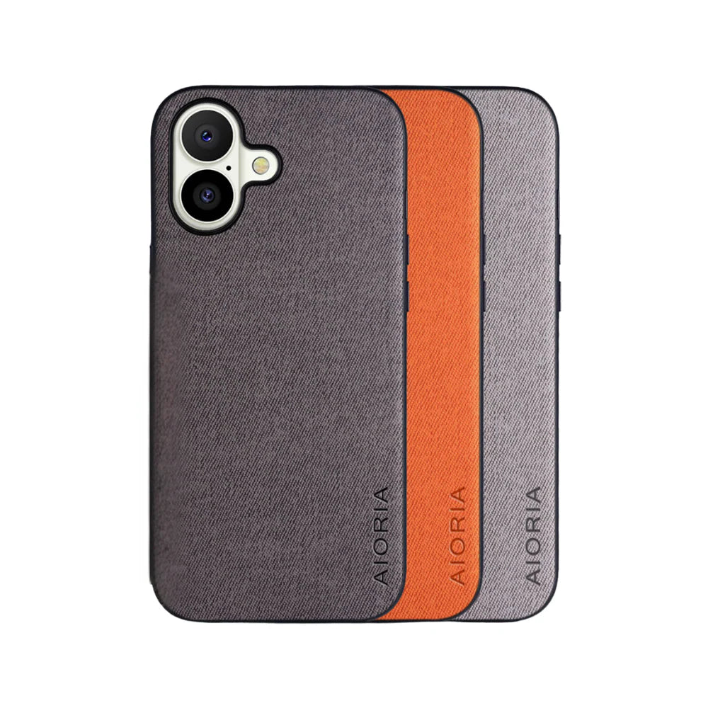 Premium Shockproof iPhone Case — Textile Leather Anti-Fingerprint Dustproof Cover with Non-Slip Grip and Scratch-Resistant Hard Back