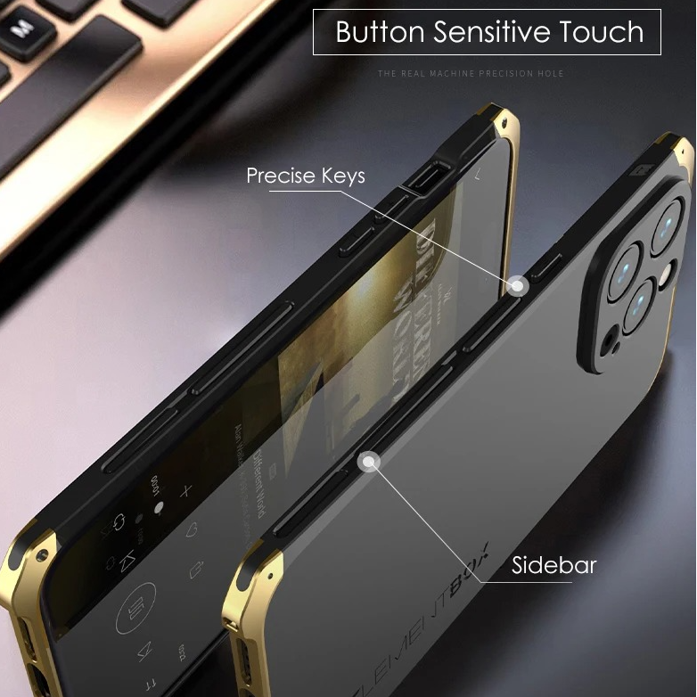 Premium iPhone Aluminum Metal Case — Anti-Collision Frame with Silicone Back Cover, Shockproof Slim Design, Water-Resistant Anti-Fingerprint Protection