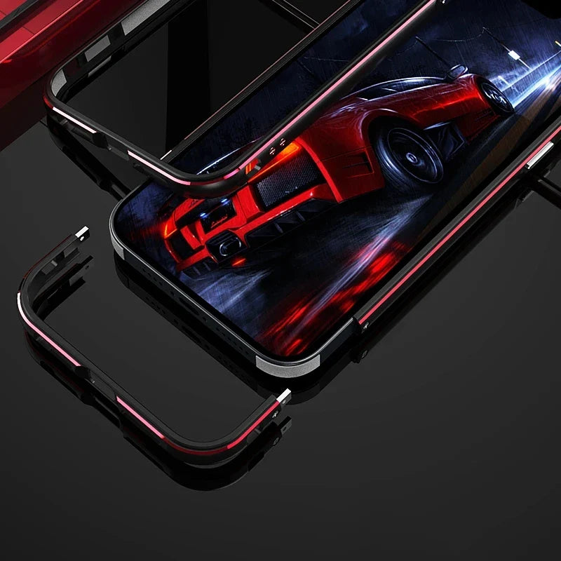 Premium iPhone Bumper Case Aluminum Metal Frame — Slim Protective Cover with Camera Protector, Shockproof Heavy Duty Anti-Scratch Design