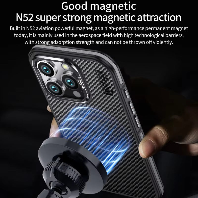 Premium iPhone Case 600D Kevlar Aramid Fiber — MagSafe Magnetic Wireless Charging Compatible Cover, Ultra-Slim Shockproof Anti-Fingerprint Scratch-Resistant Design