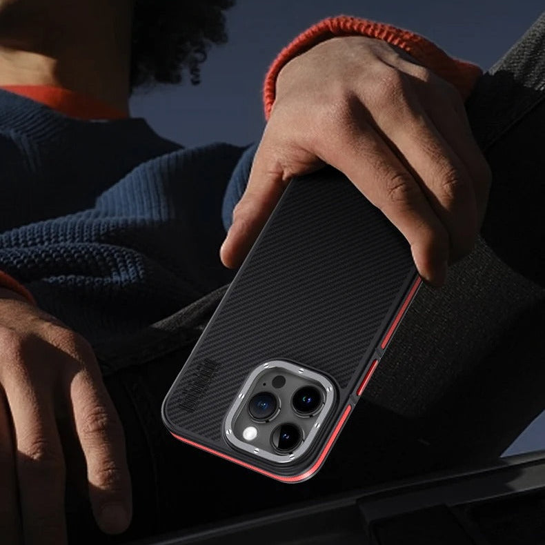 Premium iPhone Case 600D Kevlar Aramid Fiber — MagSafe Magnetic Wireless Charging Compatible Cover, Ultra-Slim Shockproof Anti-Fingerprint Scratch-Resistant Design