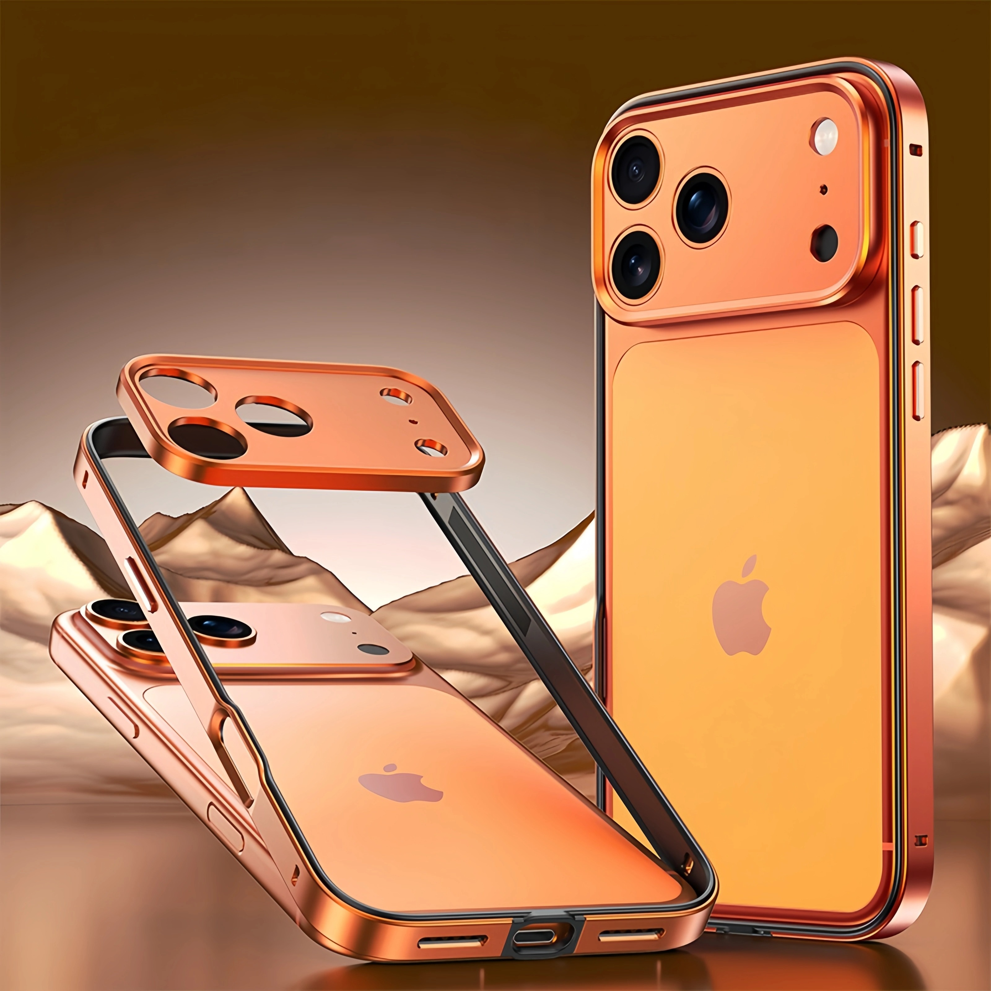 Premium iPhone Case Aluminum Metal Bumper with Silicone Frame — Hybrid Design, Camera Lens Protection, Shockproof Cover, Better Heat Dissipation, Scratch-Resistant
