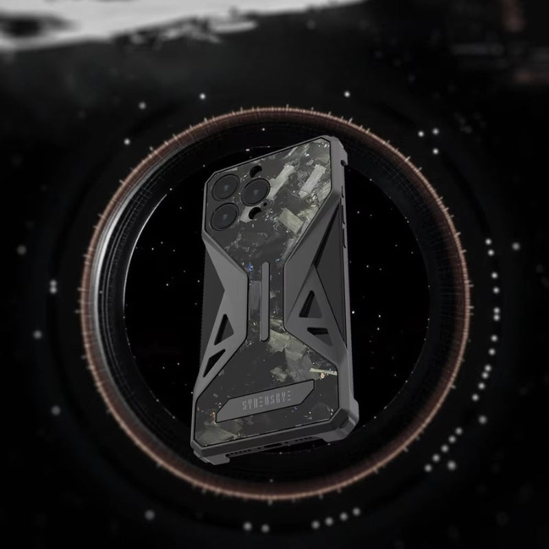 Premium iPhone Case Forged Carbon Fiber + Metal — Semi-Wrapped Shockproof Cover with Anti-Fall Lens Protection, Slim Luxury Design