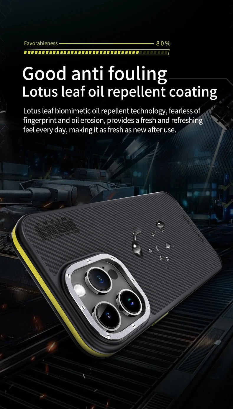 Premium iPhone Case Kevlar Carbon Fiber Cover — Magnetic Wireless Charging Compatible, Shockproof Heavy Duty Protection, Matte Anti-Fingerprint Design