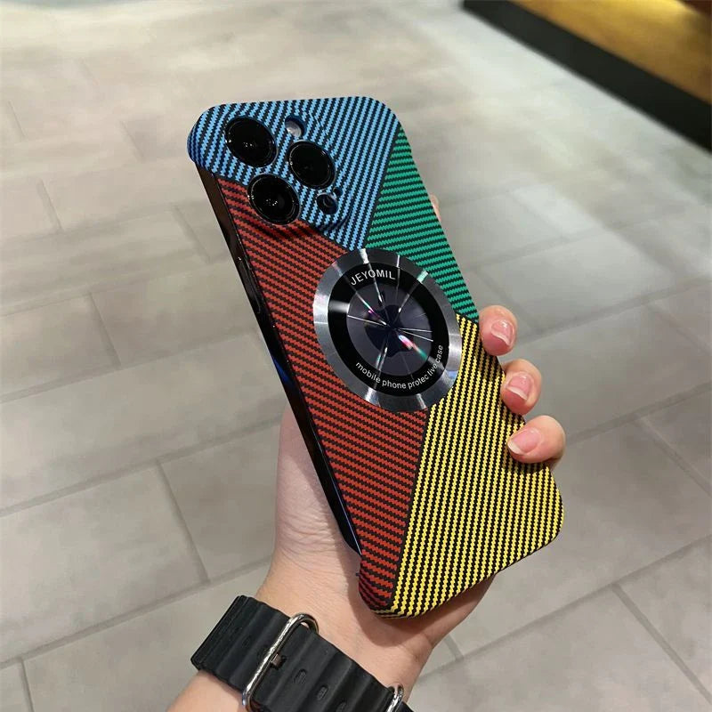 Premium iPhone Case MagSafe Compatible Carbon Fiber Cover — Frameless Thin Hard PC Design, Magnetic Wireless Charging, Matte Cooling Shockproof Protection