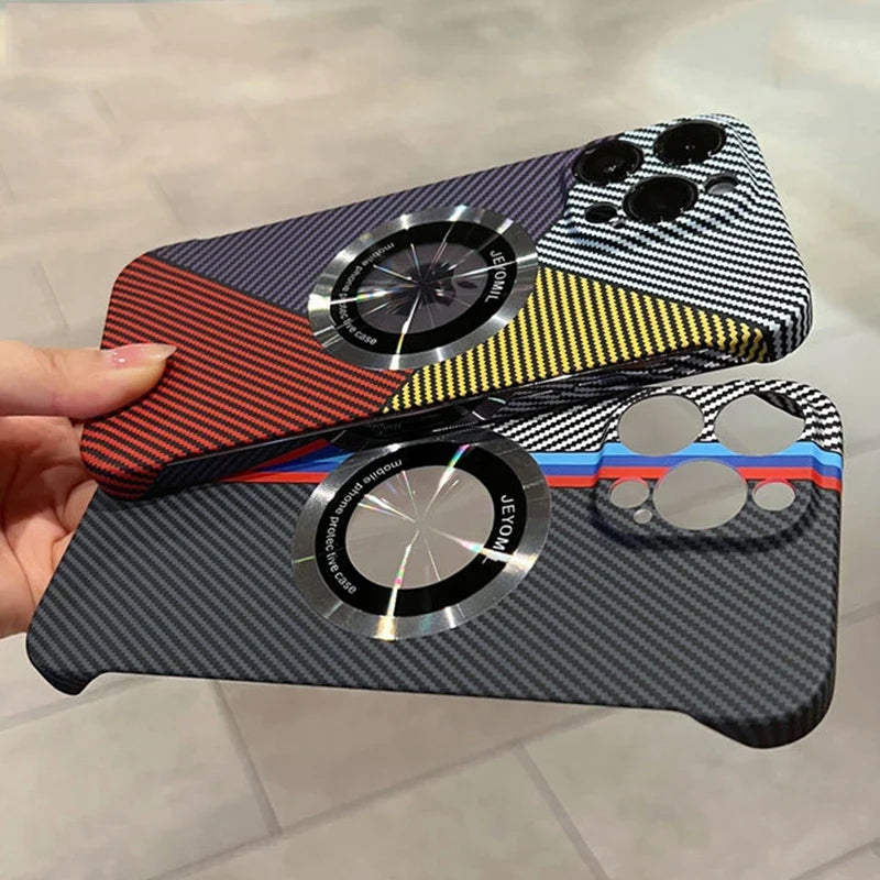 Premium iPhone Case MagSafe Compatible Carbon Fiber Cover — Frameless Thin Hard PC Design, Magnetic Wireless Charging, Matte Cooling Shockproof Protection