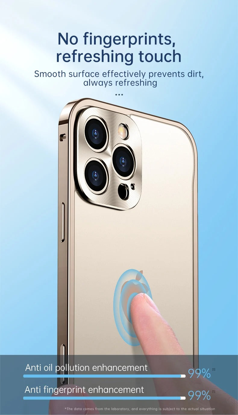 Premium iPhone Case Magnetic Aluminum Alloy Frame — Frosted PC Back Cover, Slim Protective Design, Lightweight Scratch-Resistant Metal Phone Shell