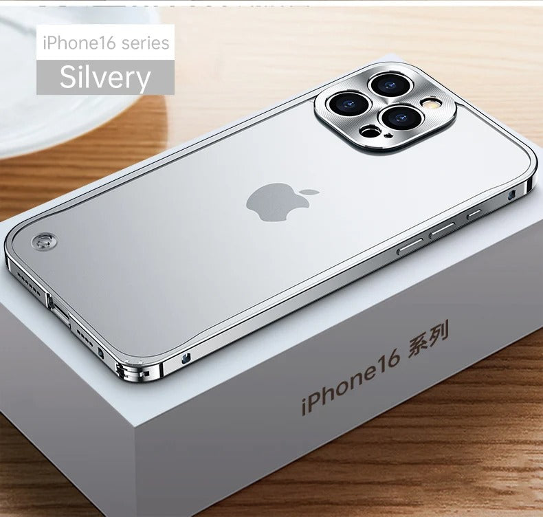 Premium iPhone Case Magnetic Aluminum Alloy Frame — Frosted PC Back Cover, Slim Protective Design, Lightweight Scratch-Resistant Metal Phone Shell