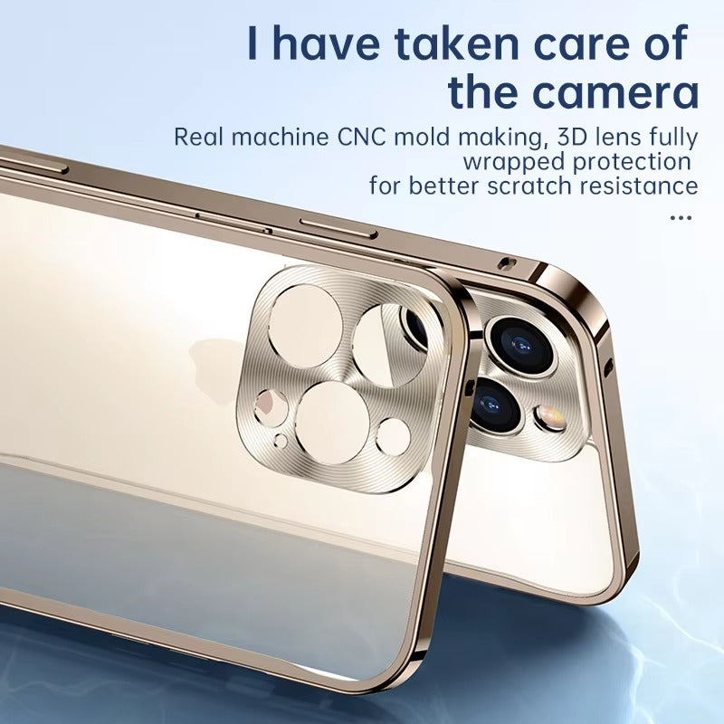 Premium iPhone Case Magnetic Aluminum Alloy Frame — Frosted PC Back Cover, Slim Protective Design, Lightweight Scratch-Resistant Metal Phone Shell