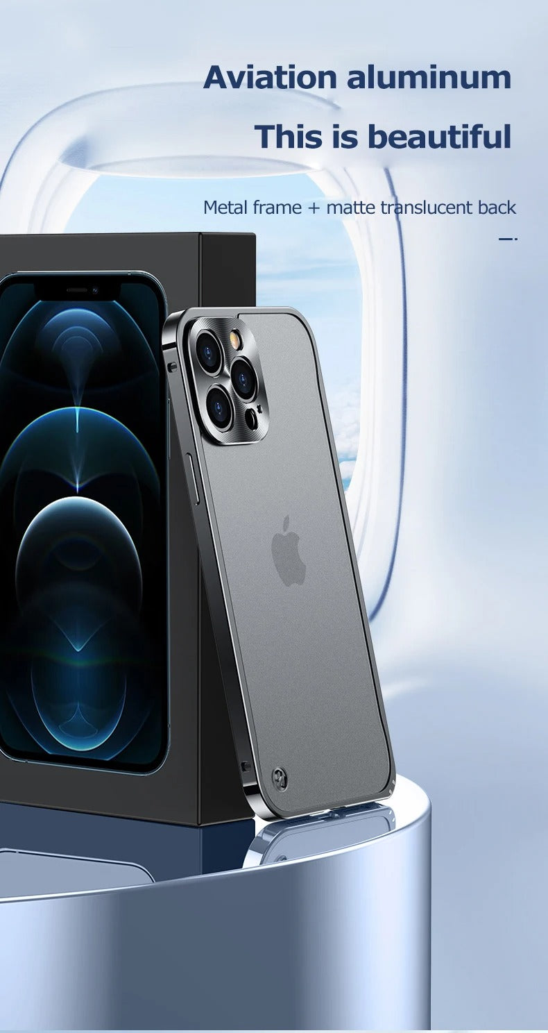 Premium iPhone Case Magnetic Aluminum Alloy Frame — Frosted PC Back Cover, Slim Protective Design, Lightweight Scratch-Resistant Metal Phone Shell