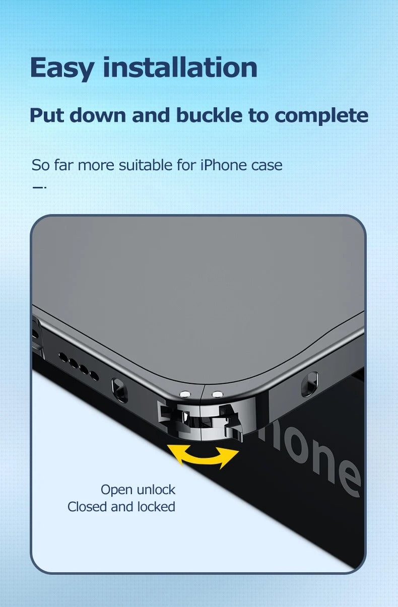 Premium iPhone Case Magnetic Aluminum Alloy Frame — Frosted PC Back Cover, Slim Protective Design, Lightweight Scratch-Resistant Metal Phone Shell