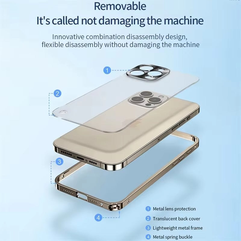 Premium iPhone Case Magnetic Aluminum Alloy Frame — Frosted PC Back Cover, Slim Protective Design, Lightweight Scratch-Resistant Metal Phone Shell