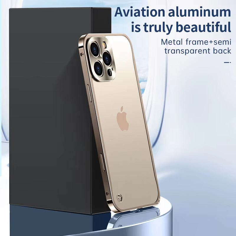 Premium iPhone Case Magnetic Aluminum Alloy Frame — Frosted PC Back Cover, Slim Protective Design, Lightweight Scratch-Resistant Metal Phone Shell