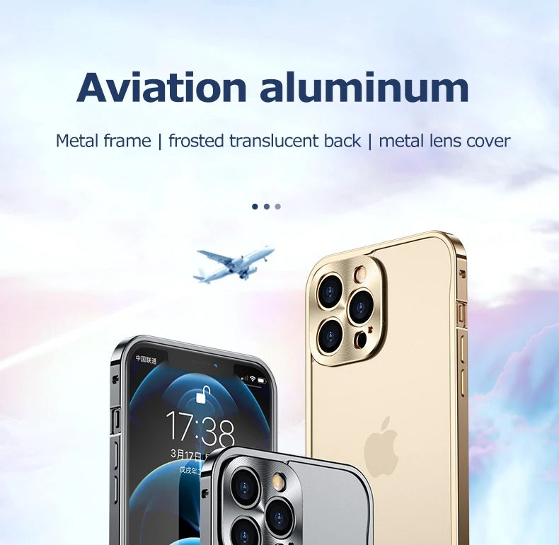 Premium iPhone Case Magnetic Aluminum Alloy Frame — Frosted PC Back Cover, Slim Protective Design, Lightweight Scratch-Resistant Metal Phone Shell