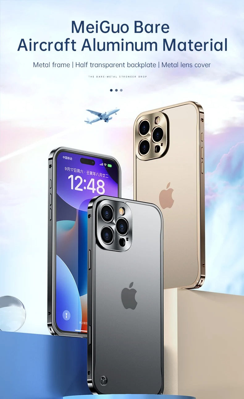 Premium iPhone Case Magnetic Aluminum Alloy Frame — Frosted PC Back Cover, Slim Protective Design, Lightweight Scratch-Resistant Metal Phone Shell