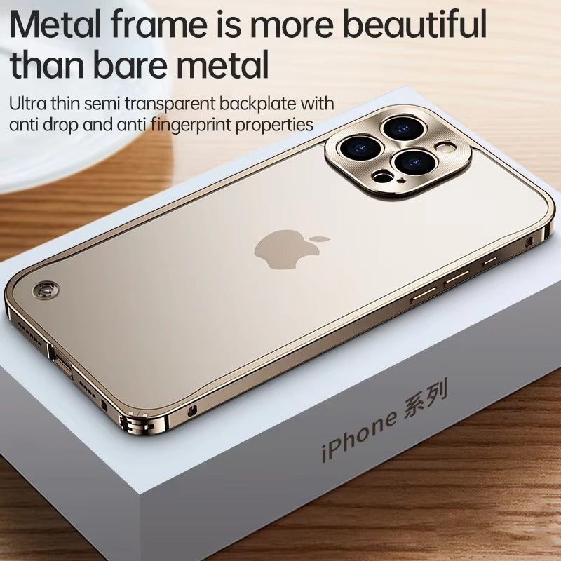 Premium iPhone Case Magnetic Aluminum Alloy Frame — Frosted PC Back Cover, Slim Protective Design, Lightweight Scratch-Resistant Metal Phone Shell