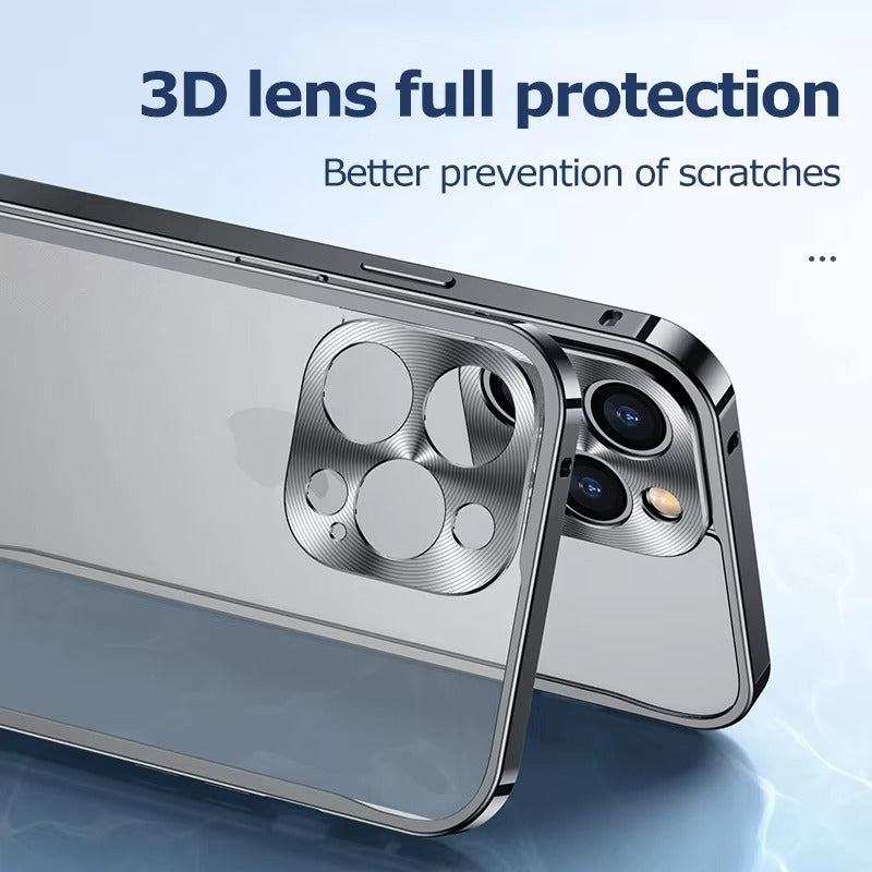 Premium iPhone Case Magnetic Aluminum Alloy Frame — Frosted PC Back Cover, Slim Protective Design, Lightweight Scratch-Resistant Metal Phone Shell
