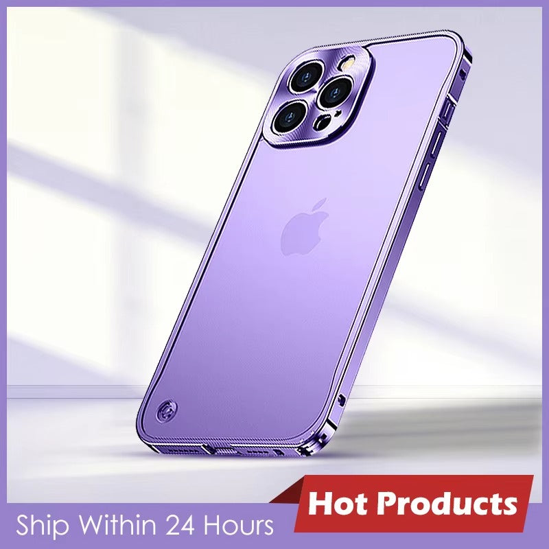 Premium iPhone Case Magnetic Aluminum Alloy Frame — Frosted PC Back Cover, Slim Protective Design, Lightweight Scratch-Resistant Metal Phone Shell