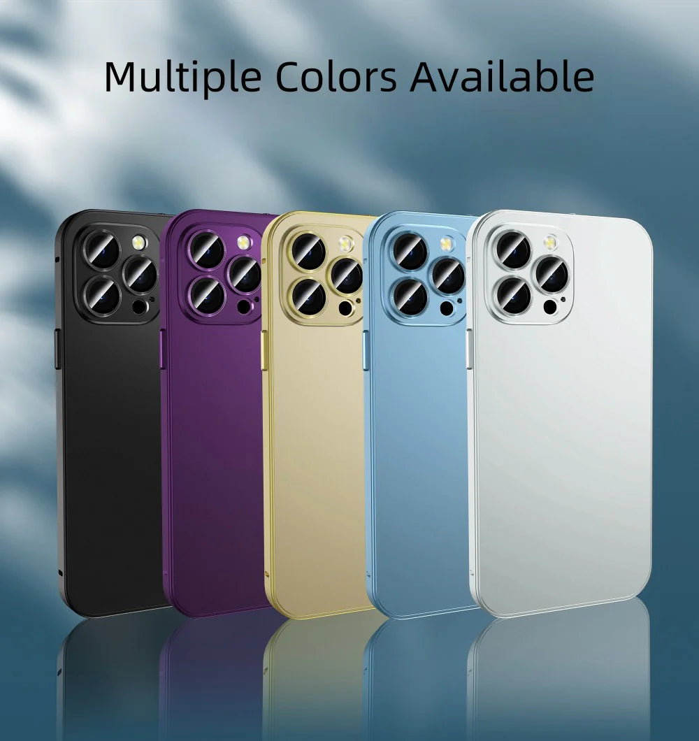 Premium iPhone Case Magnetic Aluminum Alloy Frame — Frosted PC Back Cover, Slim Shockproof Protective Shell, Lightweight Scratch-Resistant Metal Design