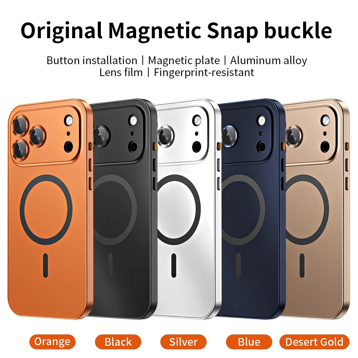 Premium iPhone Case Magnetic Aluminum Metal Frame — PC Backboard Hard Cover, MagSafe Wireless Charging Compatible, Shockproof Matte Anti-Fingerprint Design