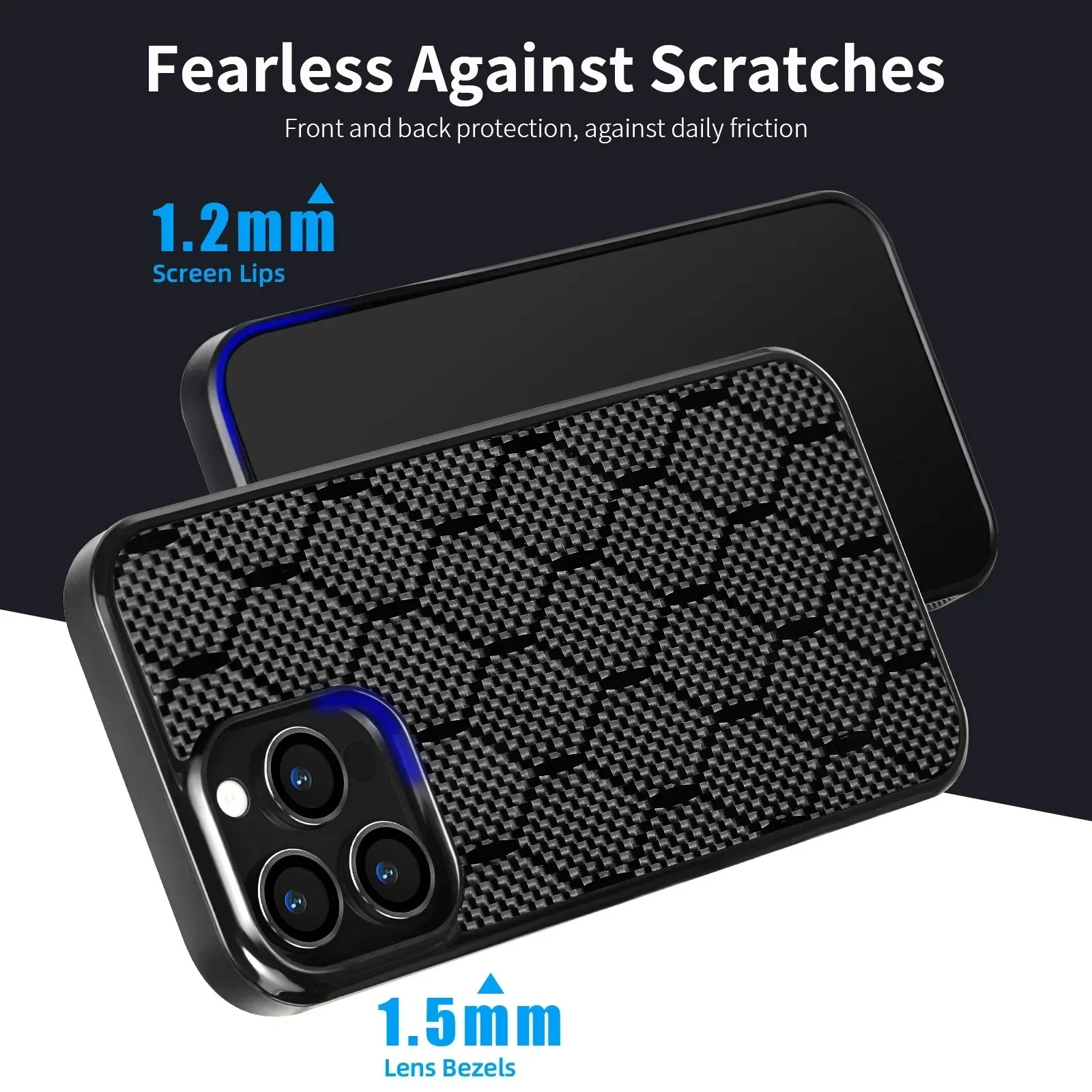 Rugged Magnetic Shockproof iPhone Case — Square Honeycomb Carbon Fiber Texture, Full Coverage Anti-Fingerprint Dustproof Matte Protective Cover