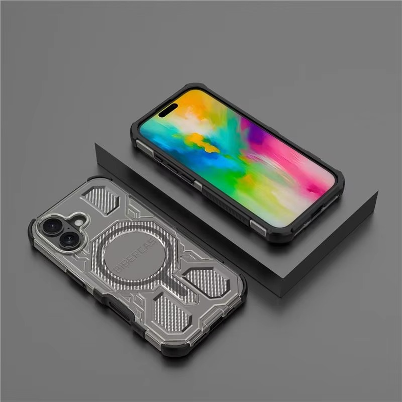 Rugged Magnetic iPhone Case Shockproof Heavy Duty Protection — Hard PC Dual Layer Armor Cover, Kickstand Support, Anti-Fingerprint, Dustproof, Non-Slip