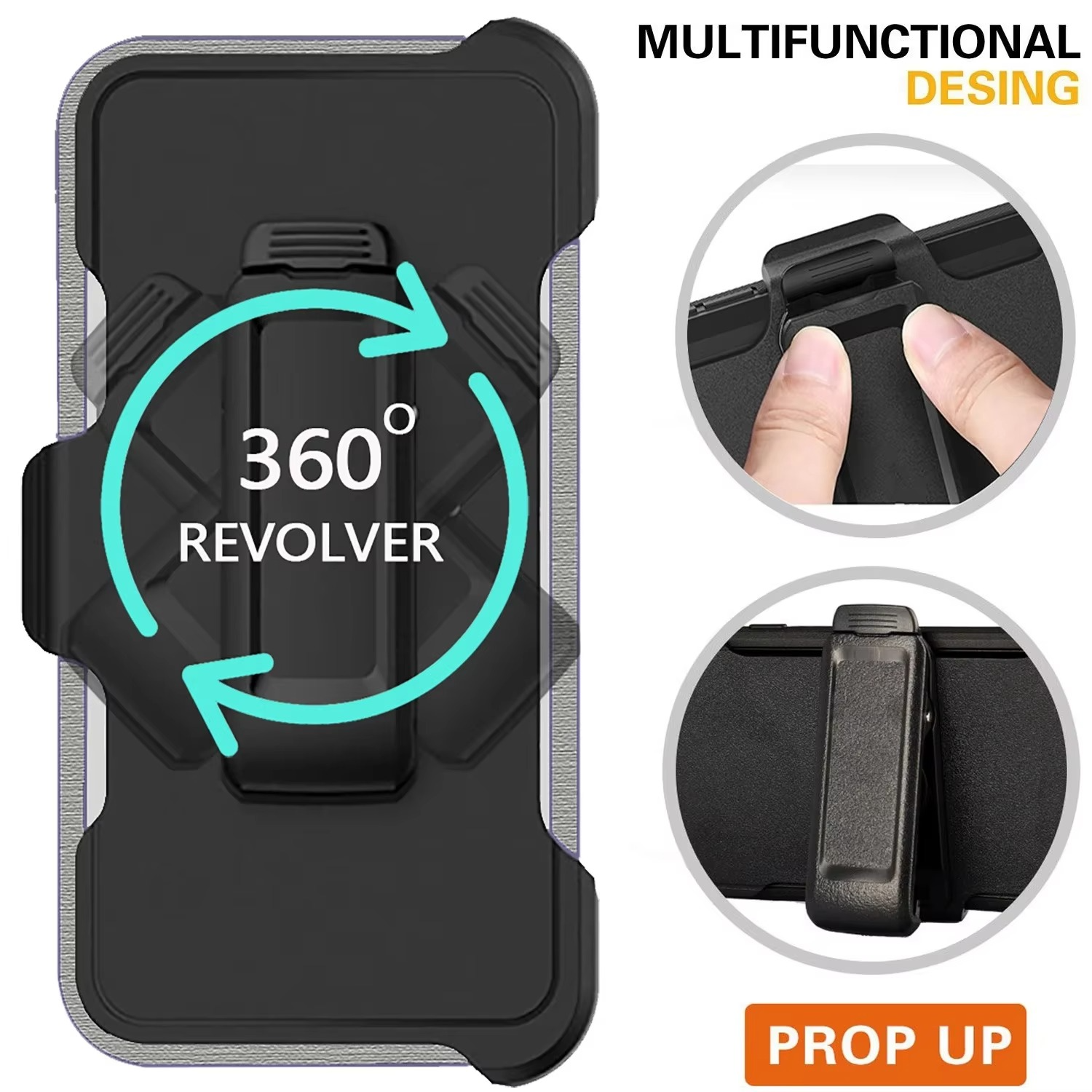 Rugged iPhone 3-in-1 Heavy Duty Armor Case — Full Body Shockproof Dual Layer Protection with Belt Clip, Anti-Fingerprint Scratch-Resistant Non-Slip Design