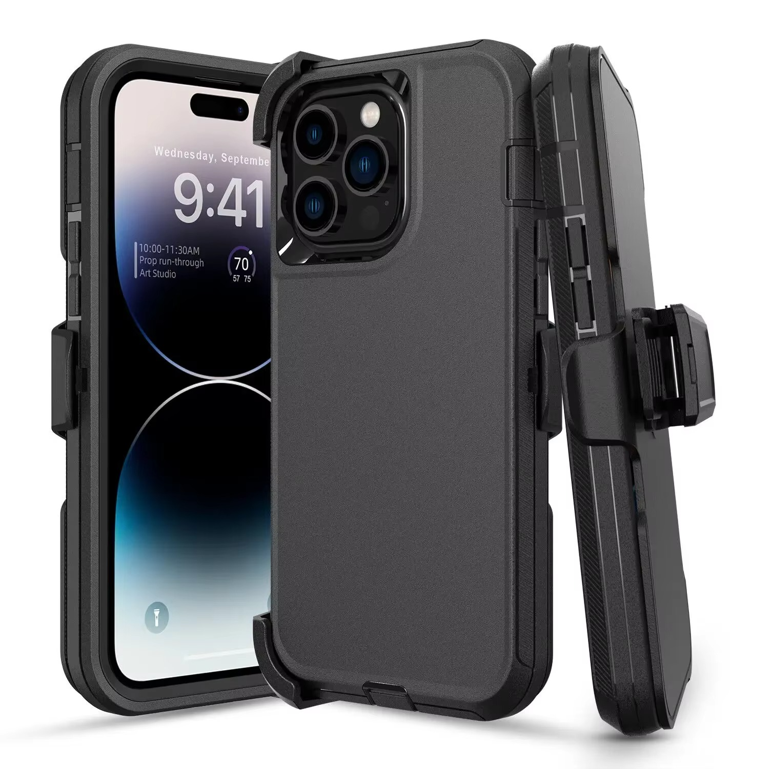 Rugged iPhone 3-in-1 Heavy Duty Armor Case — Full Body Shockproof Dual Layer Protection with Belt Clip, Anti-Fingerprint Scratch-Resistant Non-Slip Design