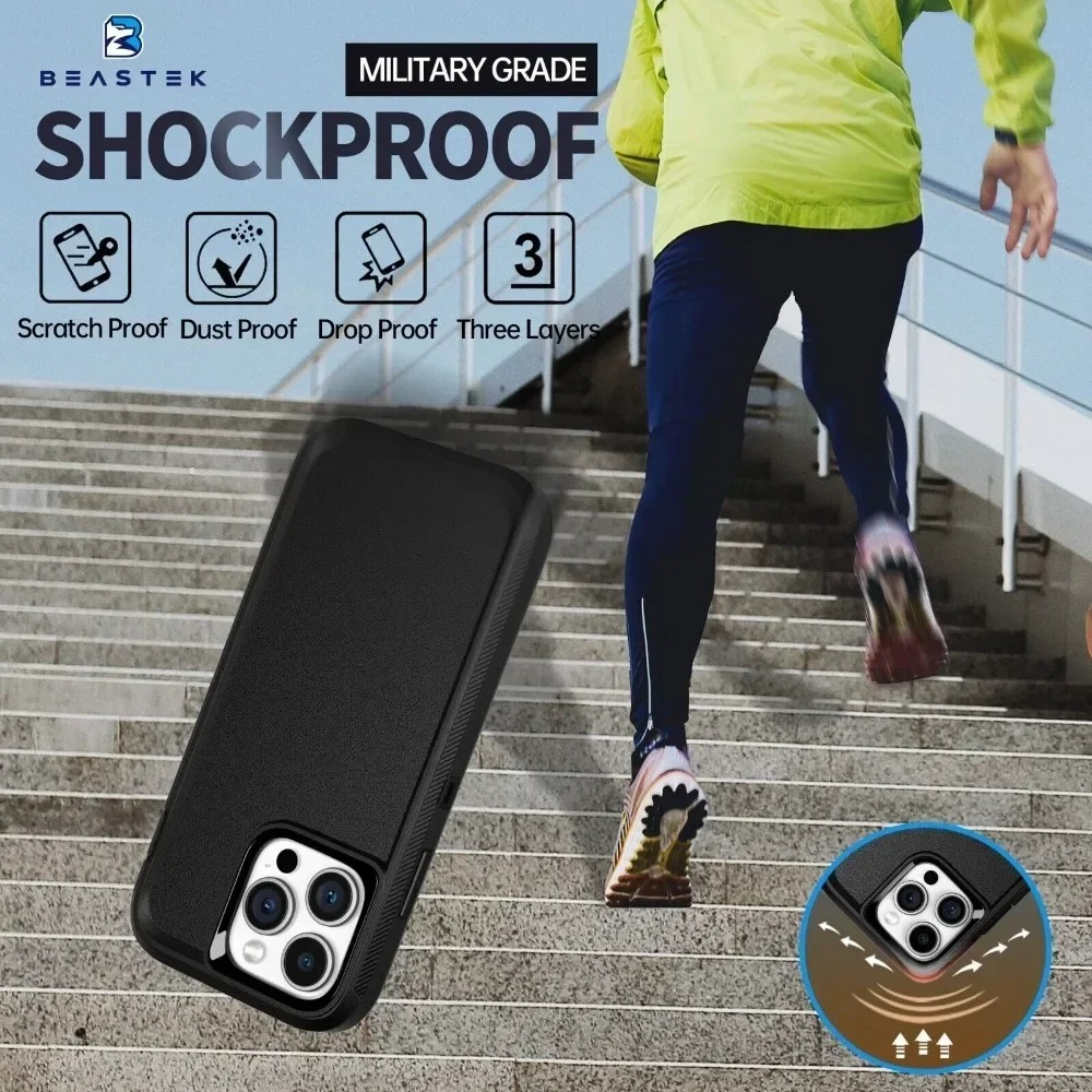 Rugged iPhone 3-in-1 Heavy Duty Armor Case — Full Body Shockproof Dual Layer Protection with Belt Clip, Anti-Fingerprint Scratch-Resistant Non-Slip Design