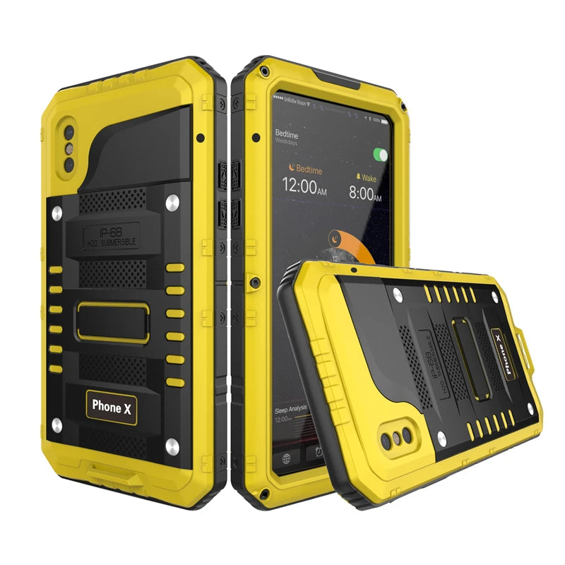 Rugged iPhone Case IP68 Waterproof Armor Cover — 360° Full Body Protection, Heavy Duty Aluminum Metal Frame, Shockproof Dustproof Scratch-Resistant Design