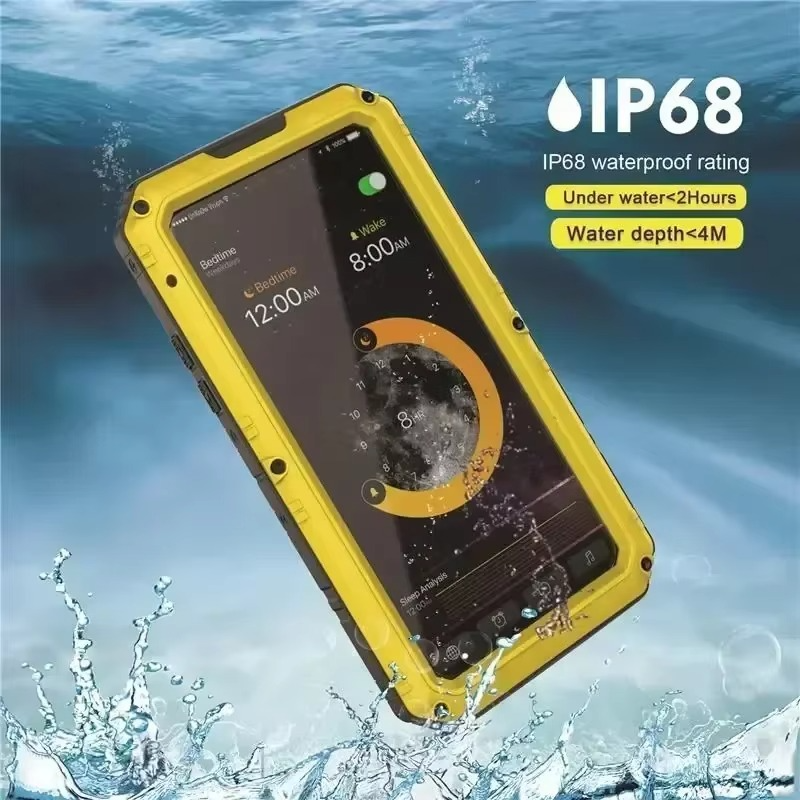 Rugged iPhone Case IP68 Waterproof Armor Cover — 360° Full Body Protection, Heavy Duty Aluminum Metal Frame, Shockproof Dustproof Scratch-Resistant Design