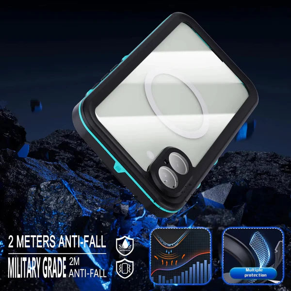 Rugged iPhone Case IP68 Waterproof MagSafe Cover — Full Body Protective Design for Diving and Swimming, Magnetic Shockproof Anti-Fingerprint Scratch-Resistant Finish