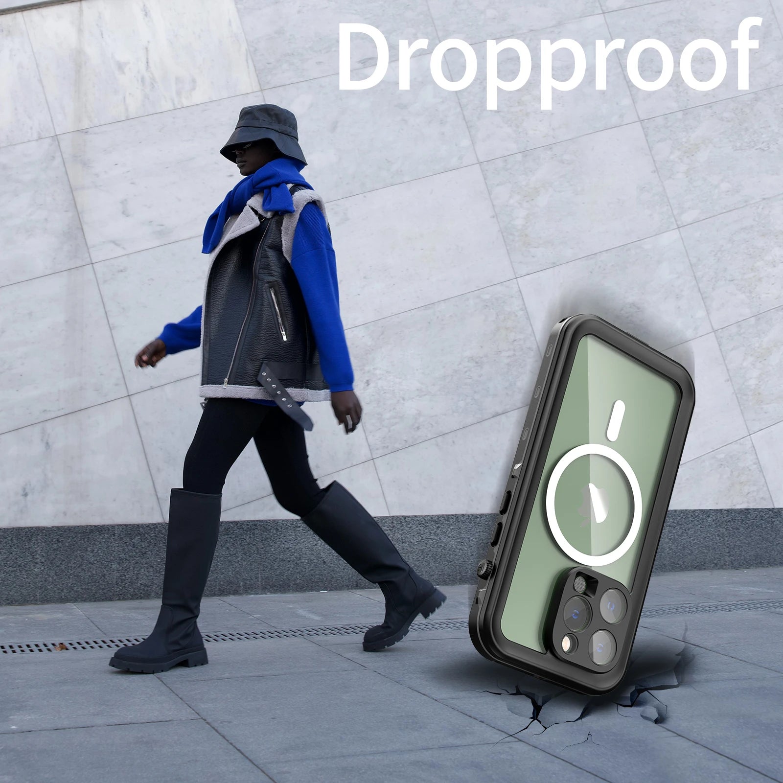 Rugged iPhone Case IP68 Waterproof MagSafe Cover — Full Body Protective Design for Diving and Swimming, Magnetic Shockproof Anti-Fingerprint Scratch-Resistant Finish