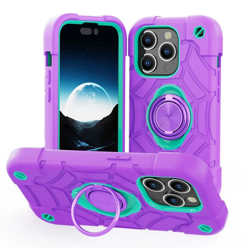 Rugged iPhone Case Military Grade Shockproof Protection — Heavy Duty Cover with Kickstand Ring Holder, Drop-Resistant Design, Full Body Defense